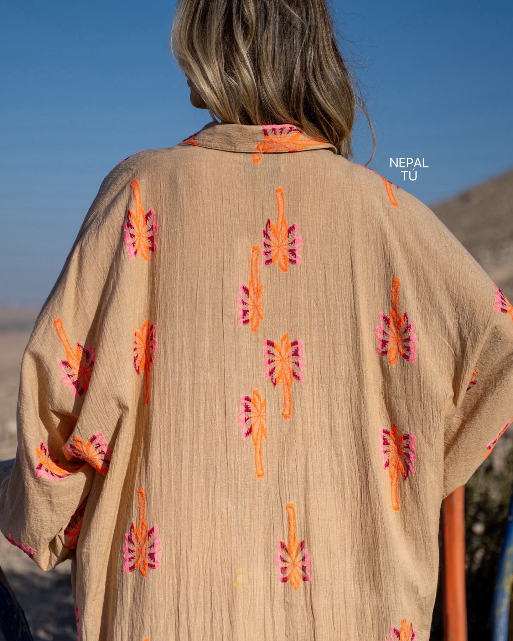 Vestido largo camisero Nepal Beige