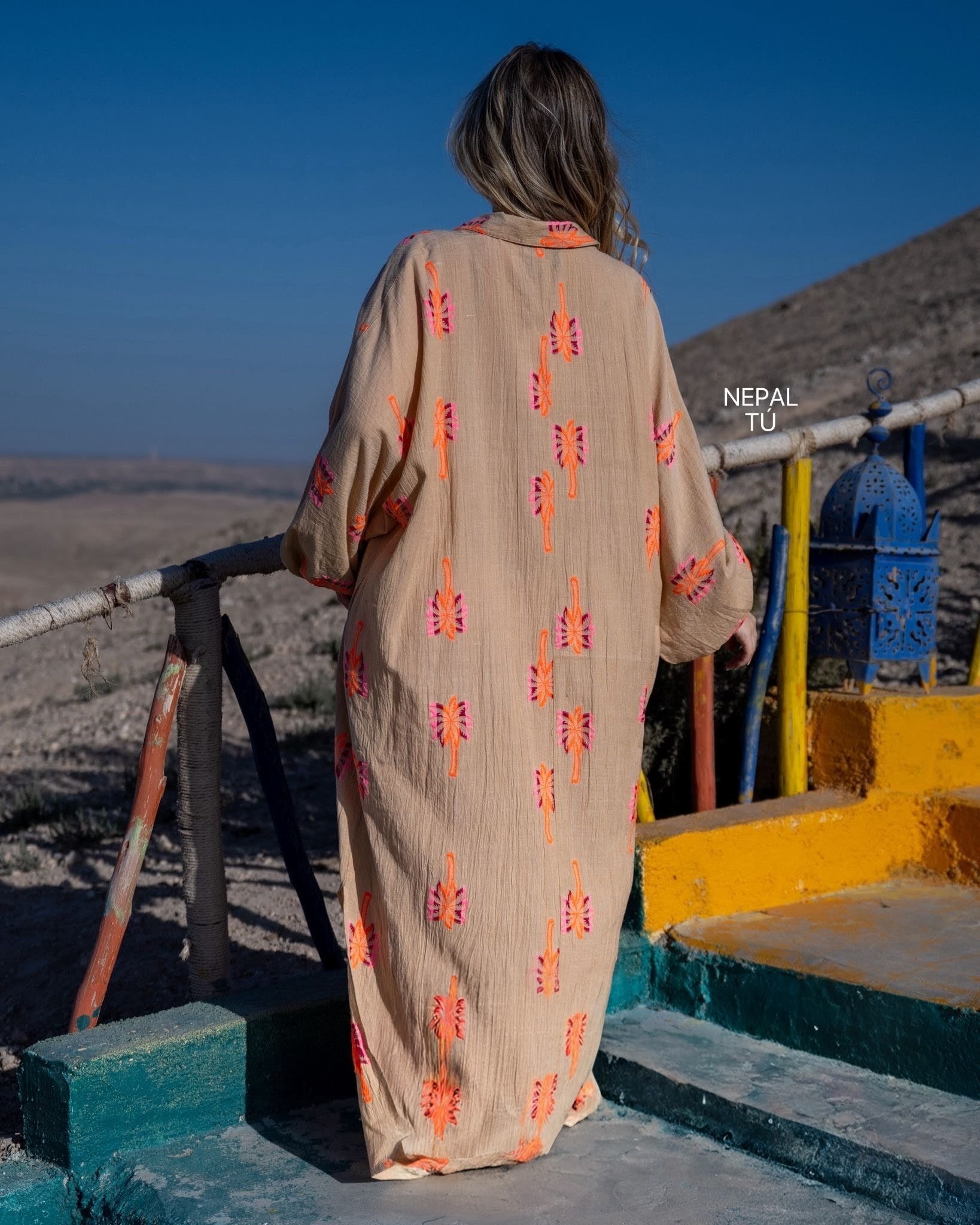 Vestido largo camisero Nepal Beige