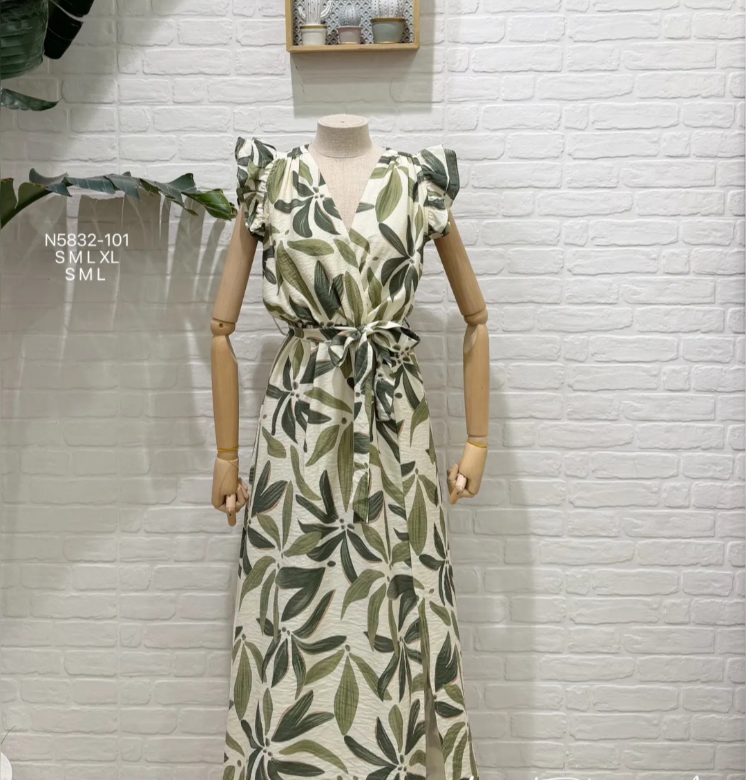 Vestido estampado lazo cinturón