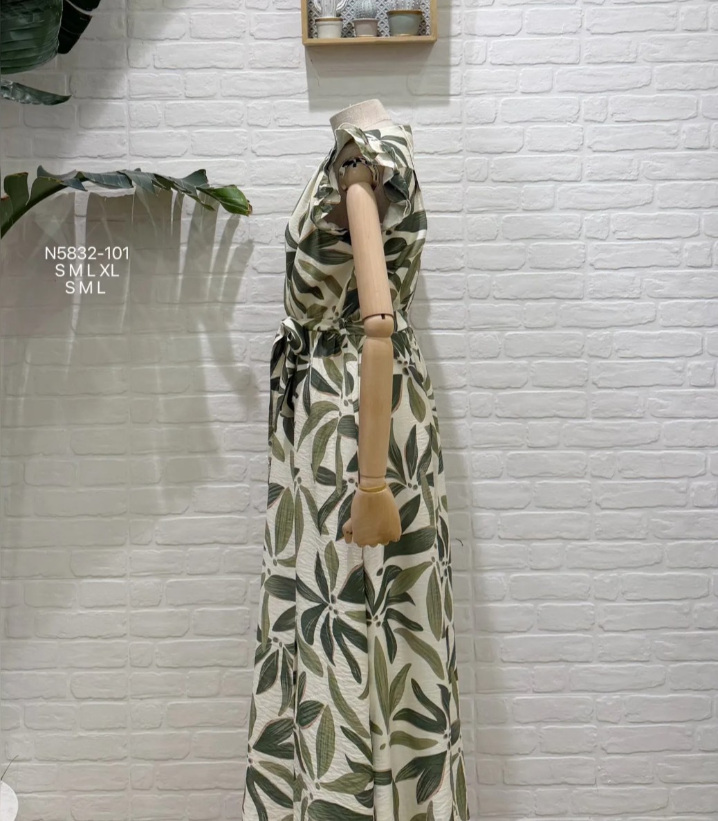 Vestido estampado lazo cinturón