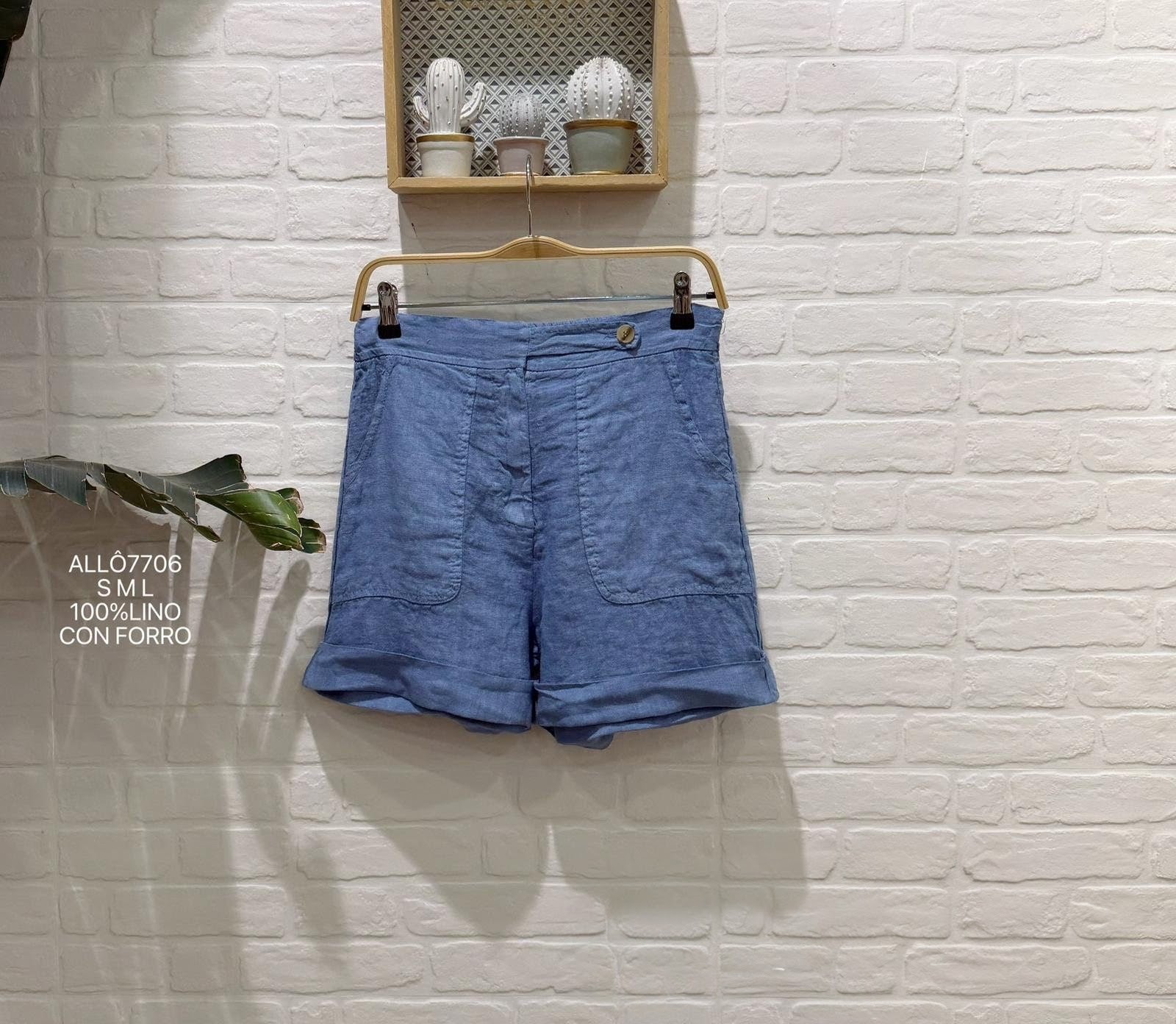 Short lino Azul