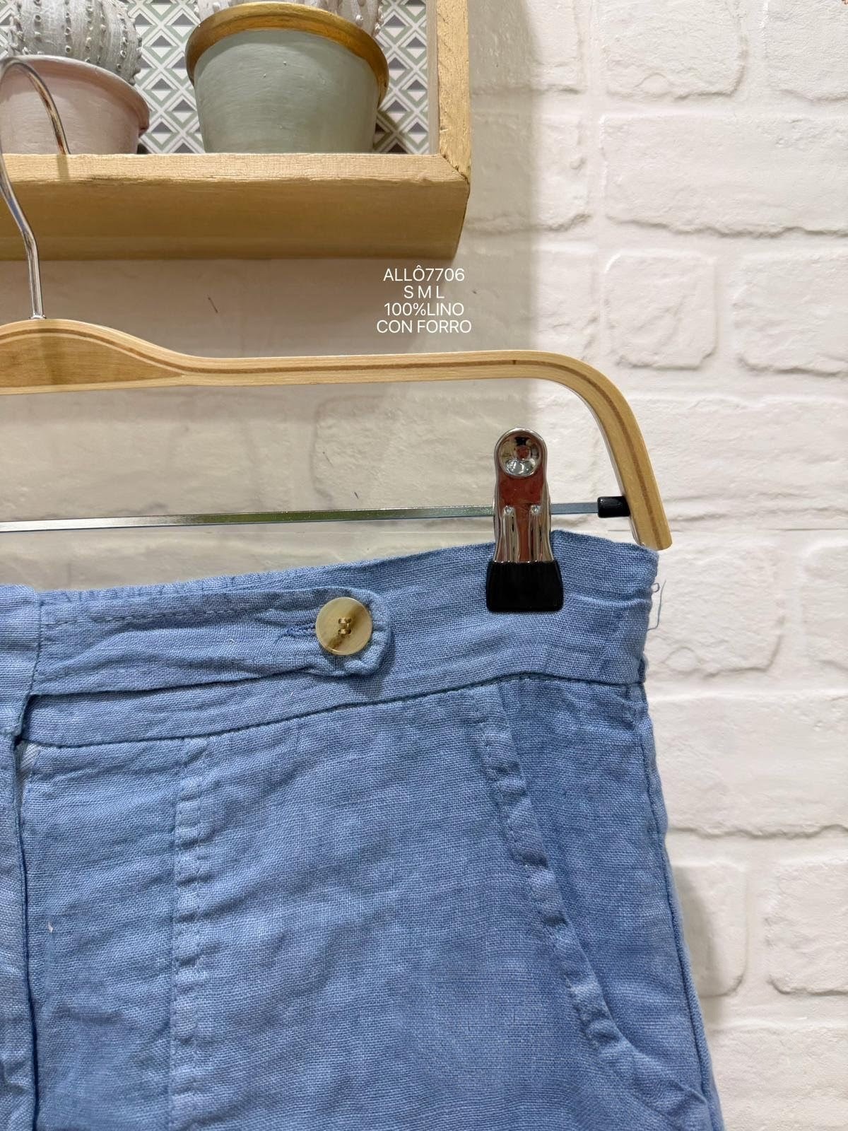 Short lino Azul