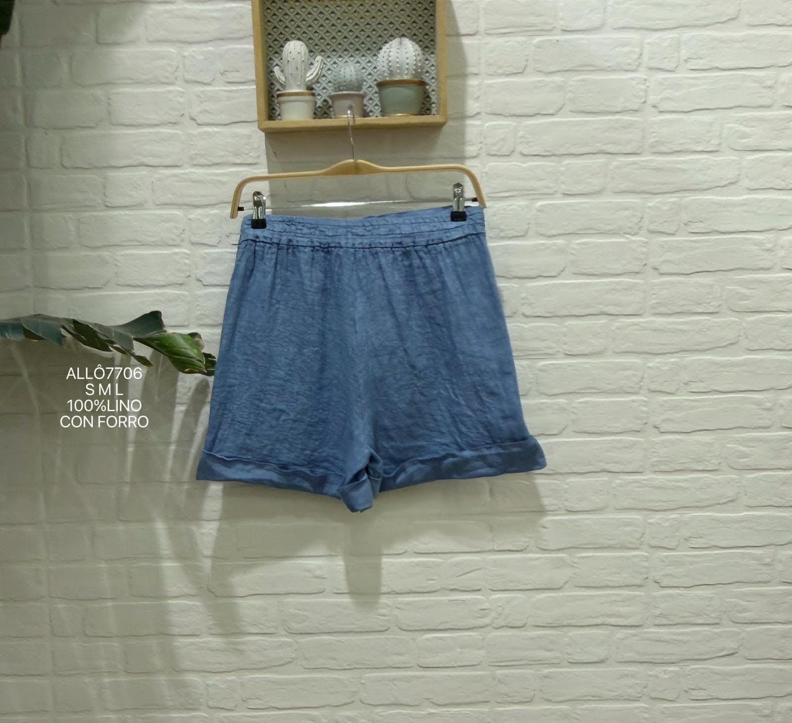Short lino Azul