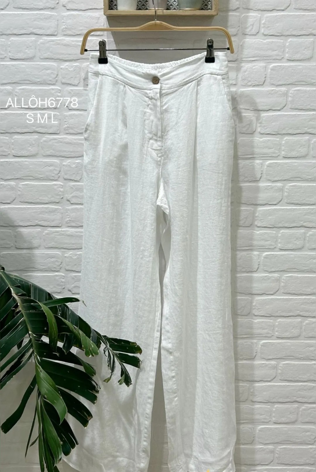 Pantalón lino Blanco