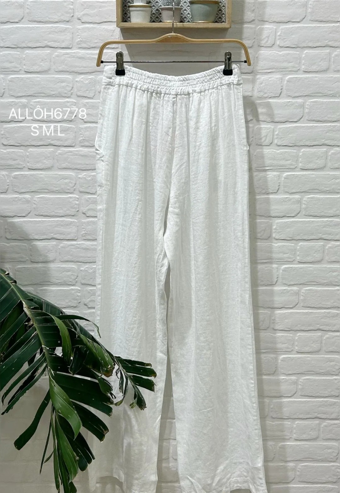Pantalón lino Blanco