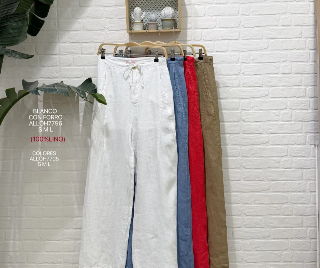 Pantalón lino Blanco