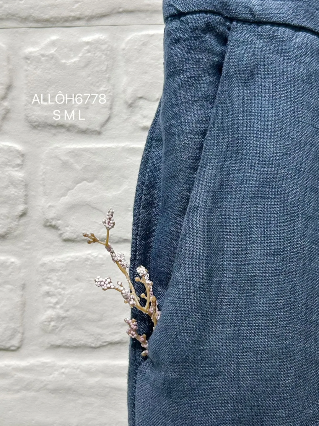 Pantalón lino Azul