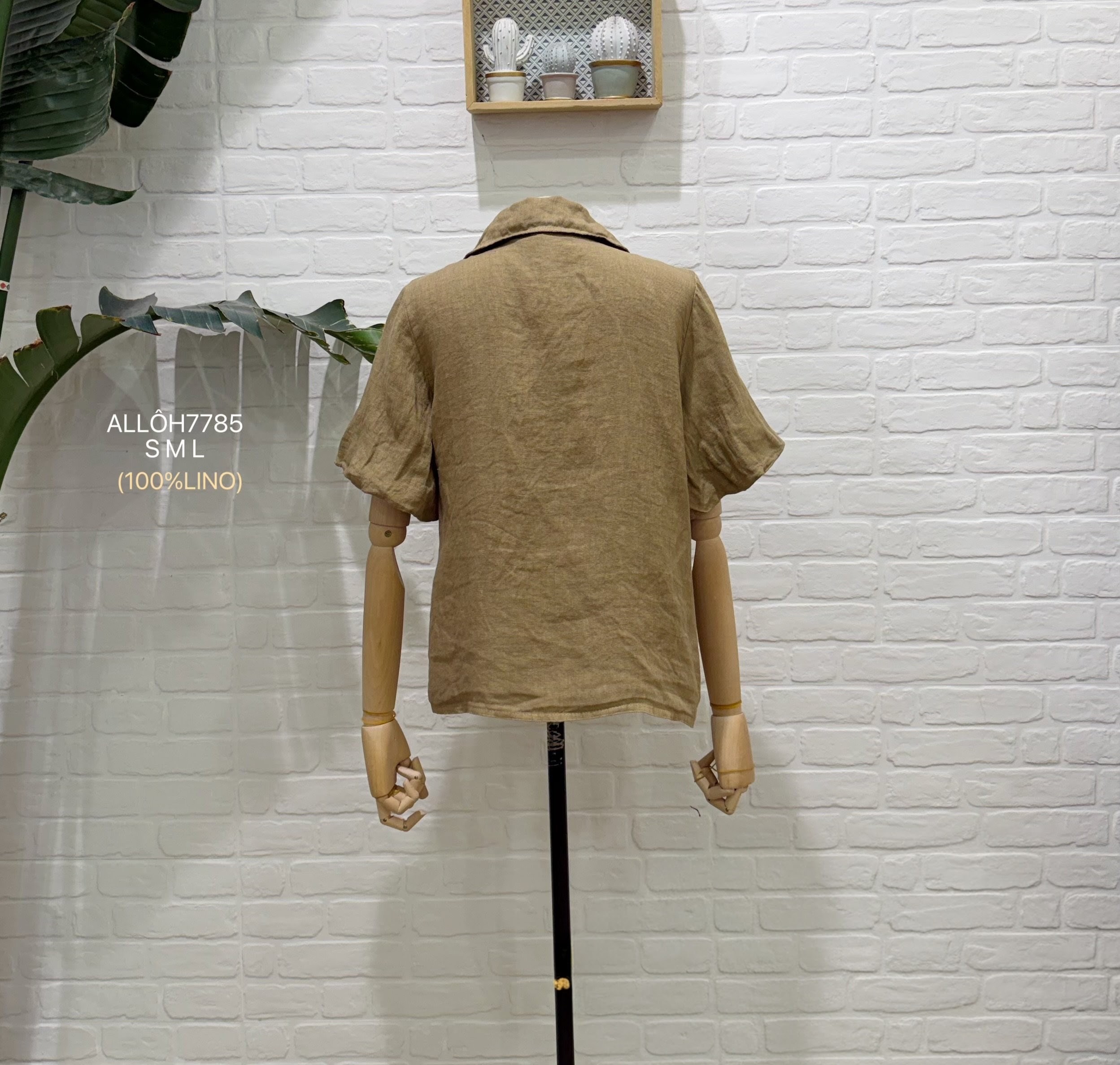 Camisa lino Marrón