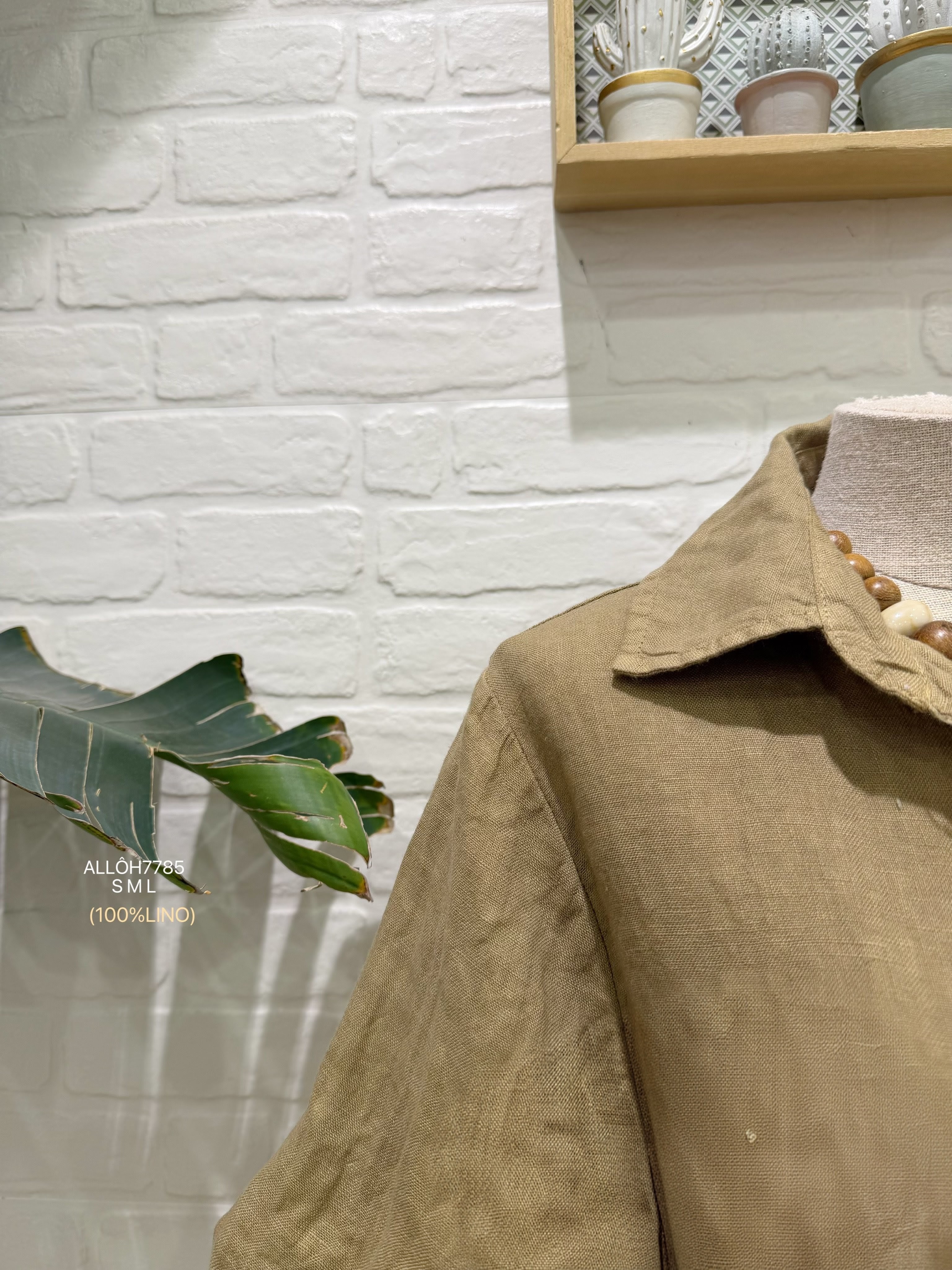 Camisa lino Marrón