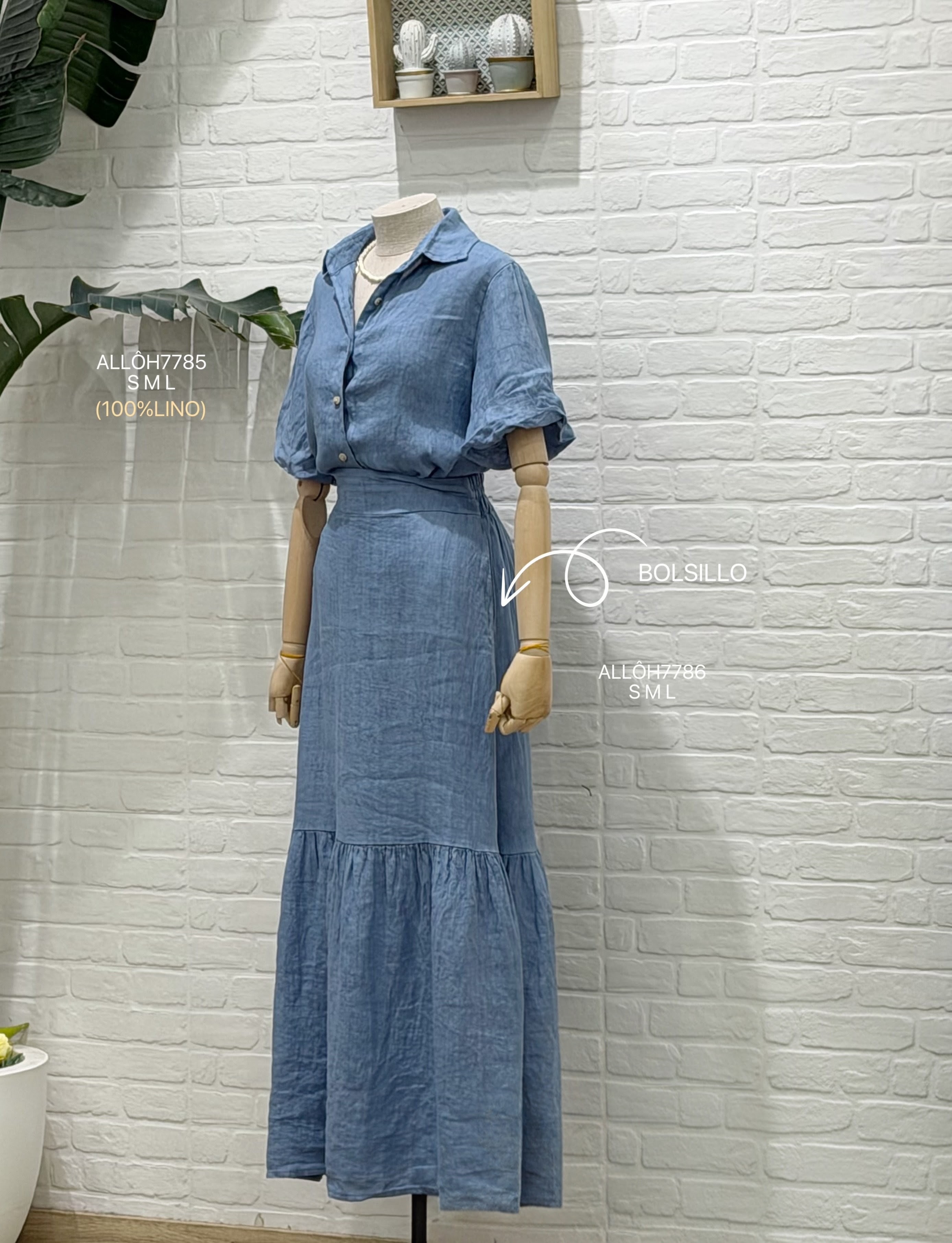 Camisa lino Marrón