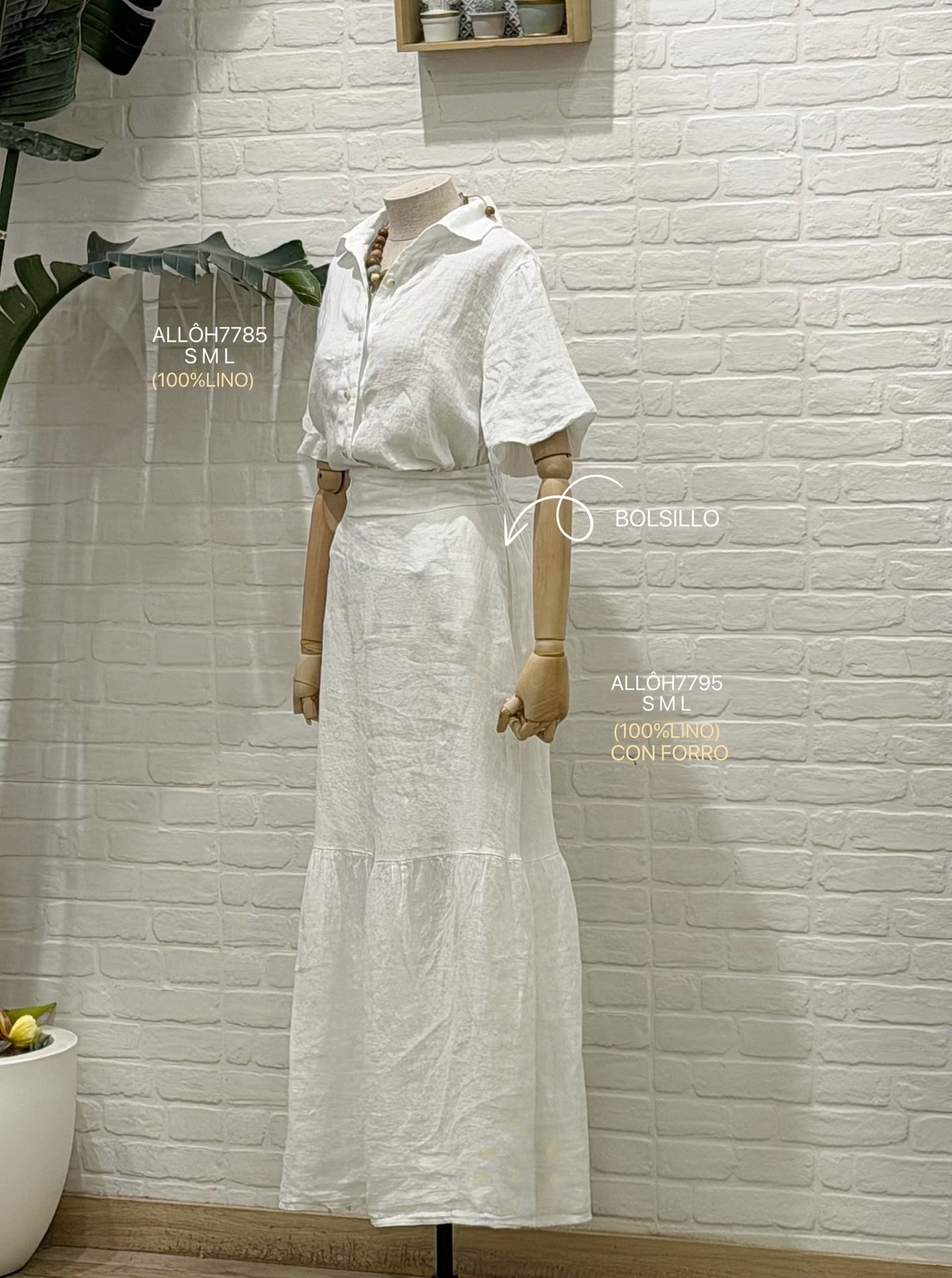 Camisa lino Marrón