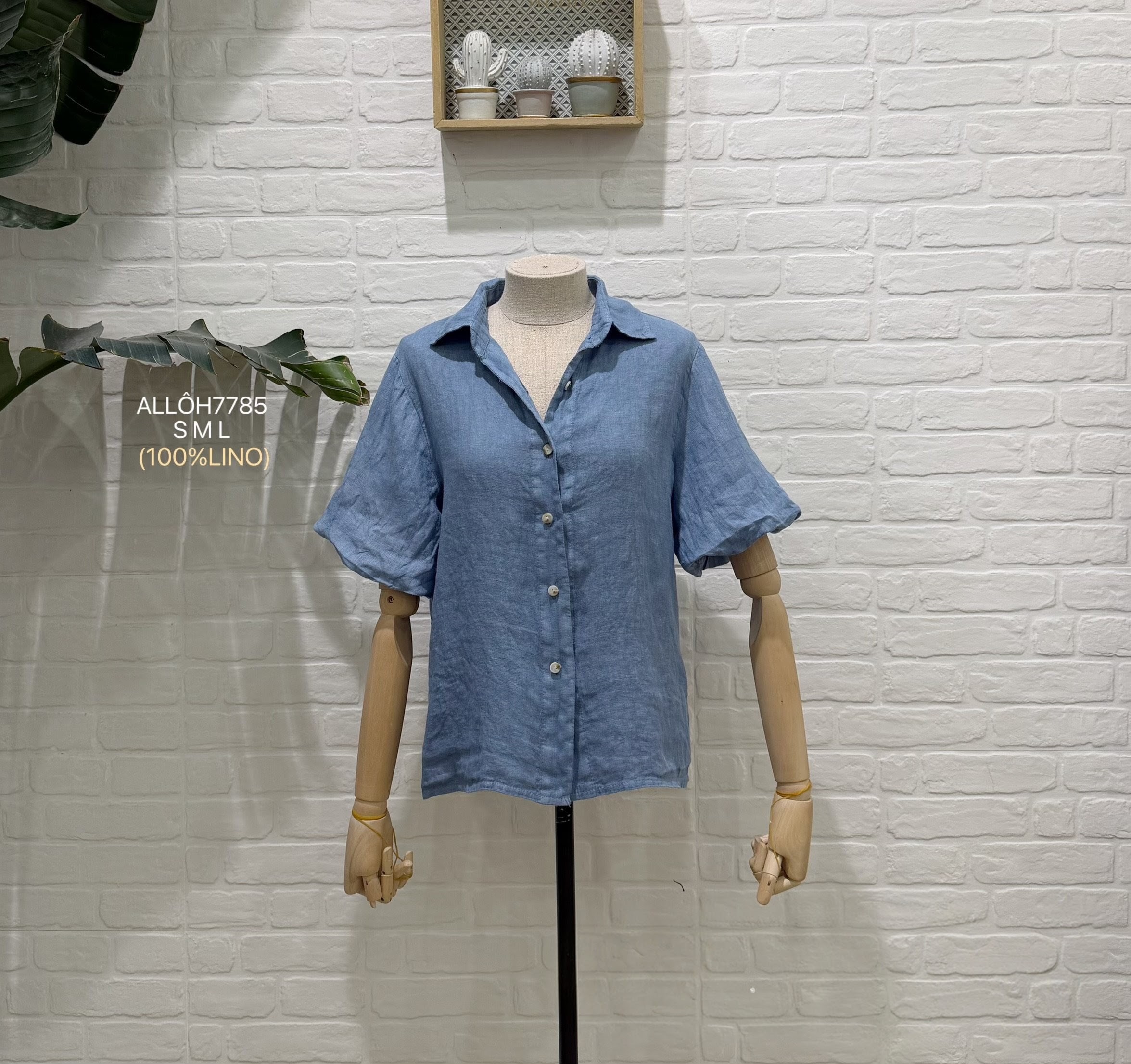Camisa lino Azul