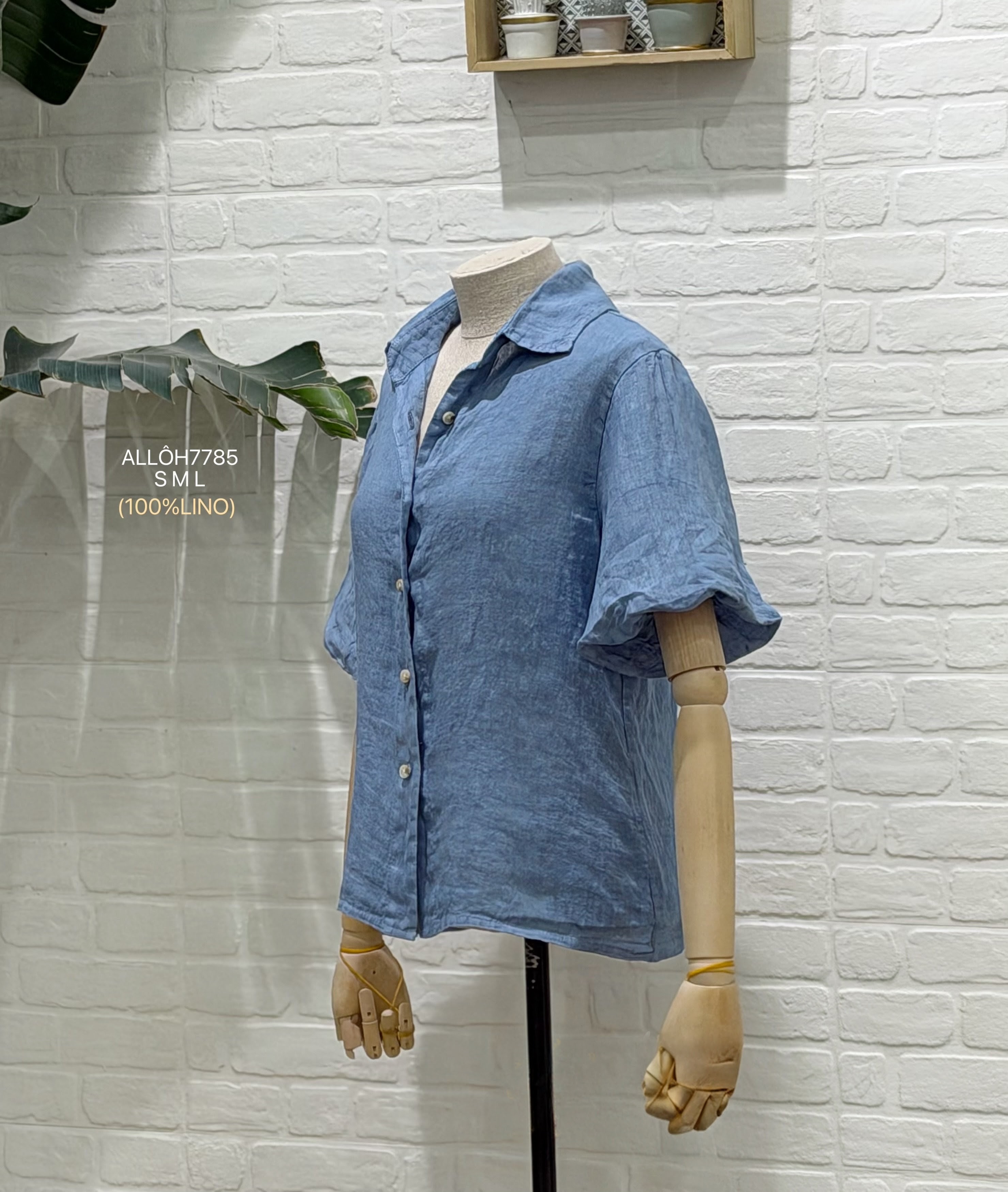 Camisa lino Azul