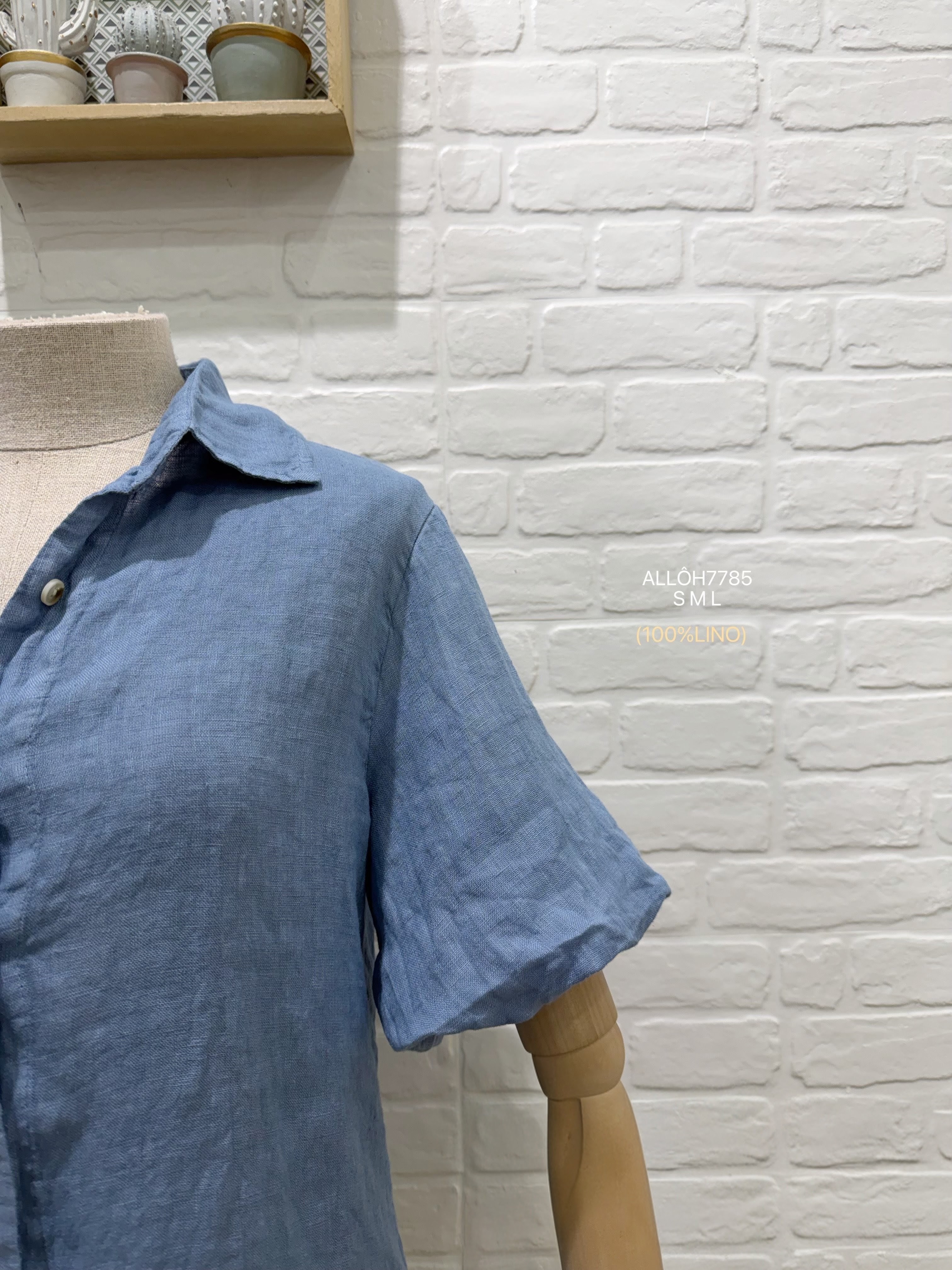 Camisa lino Azul