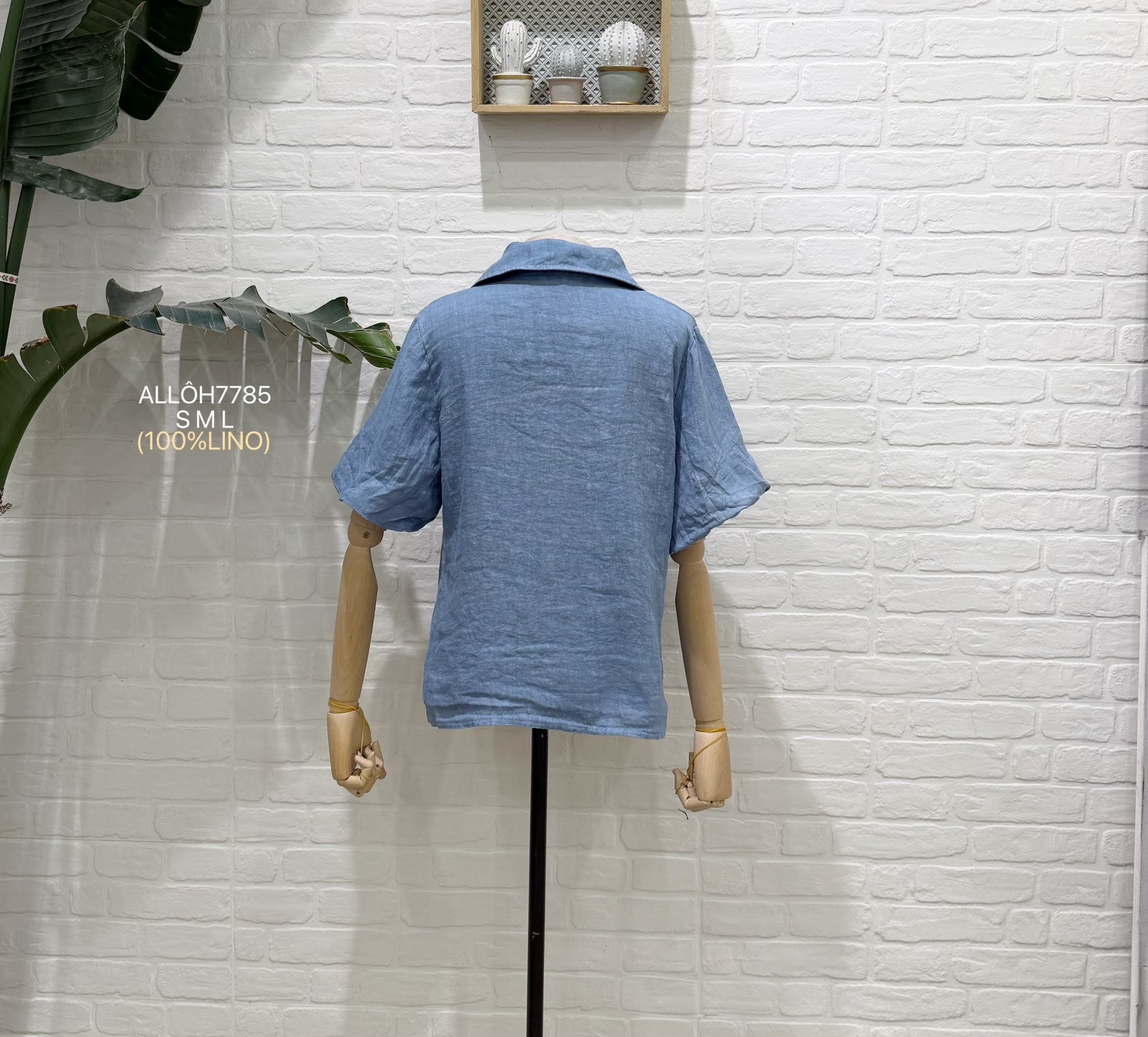 Camisa lino Azul