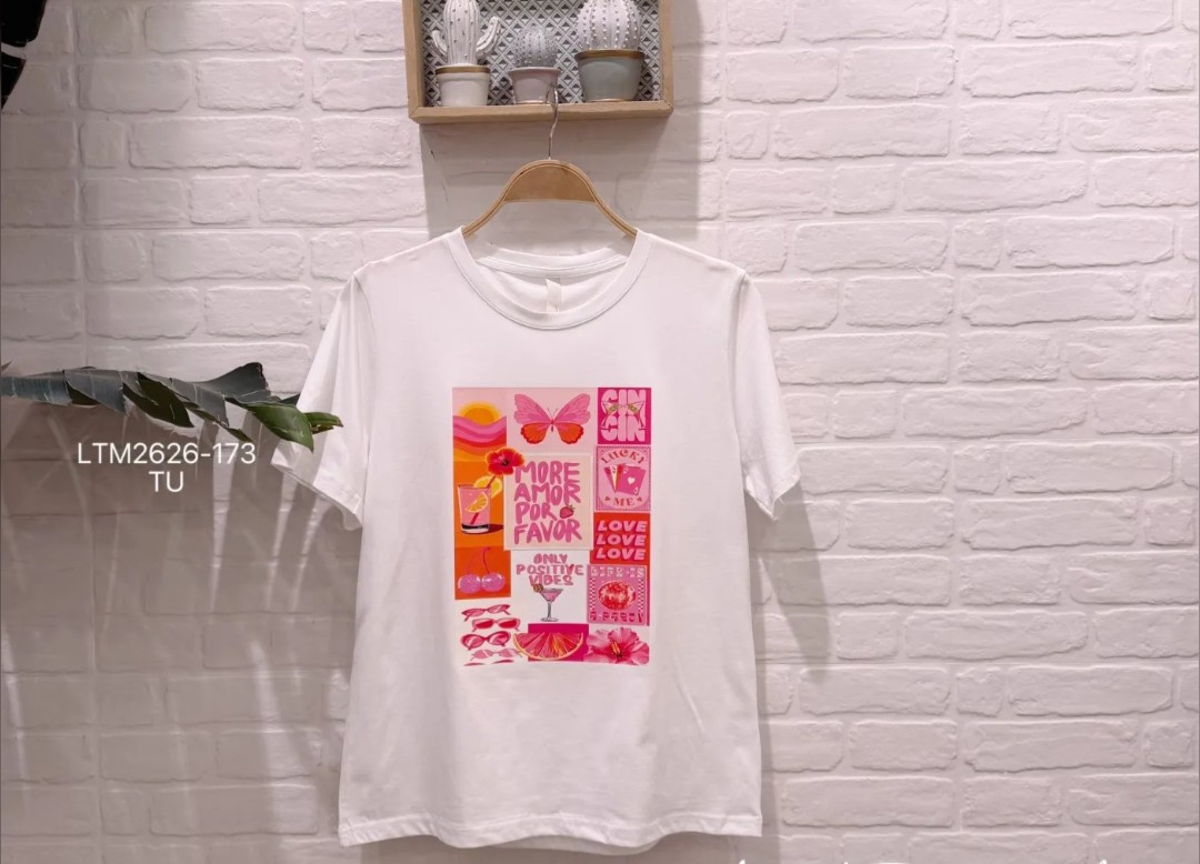 Camiseta manga corta estampada Cocktail