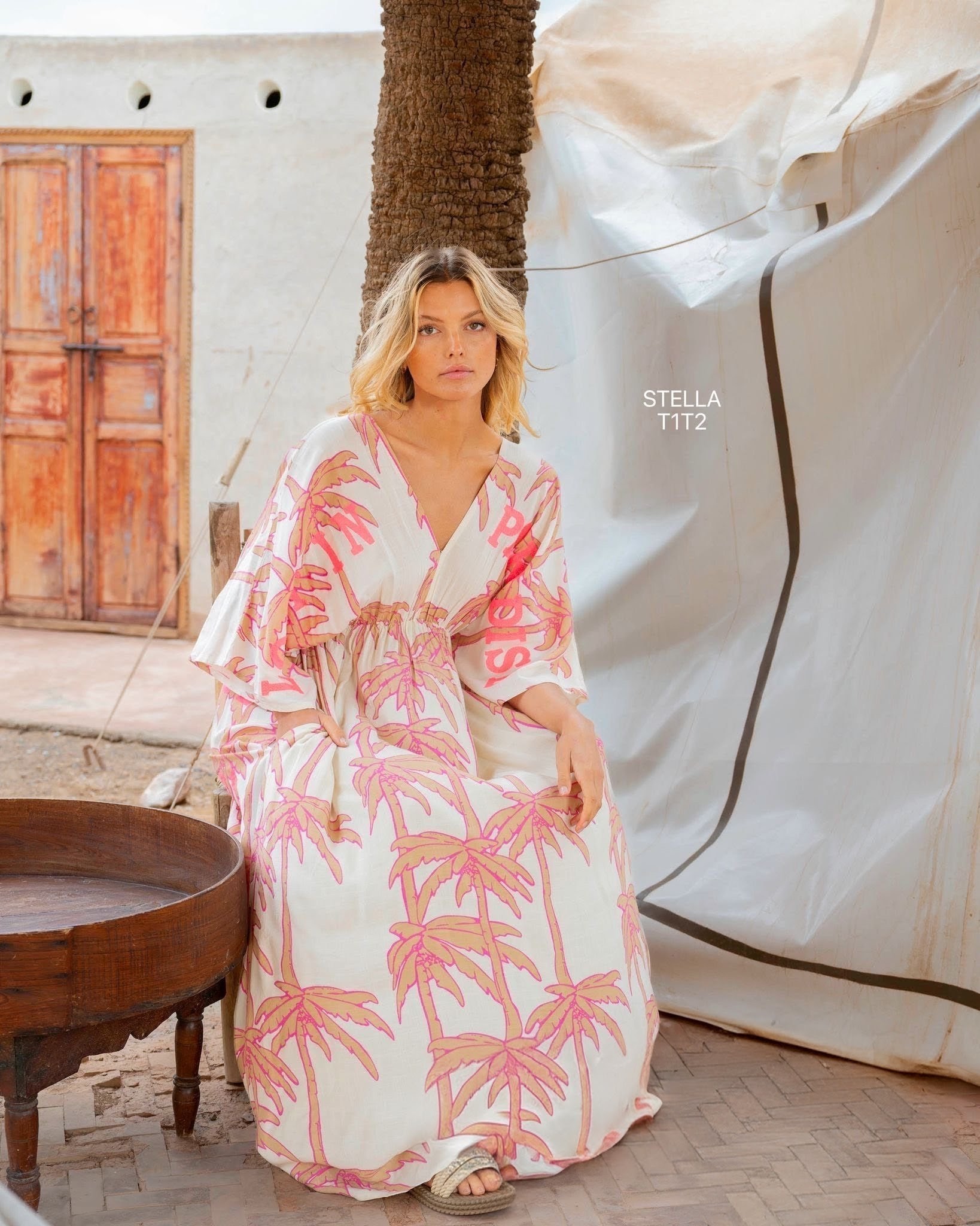Vestido estampado Paris Stella Beige