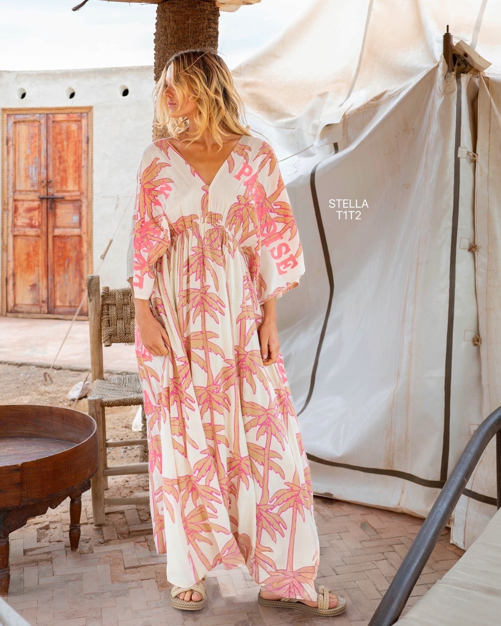 Vestido estampado Paris Stella Beige