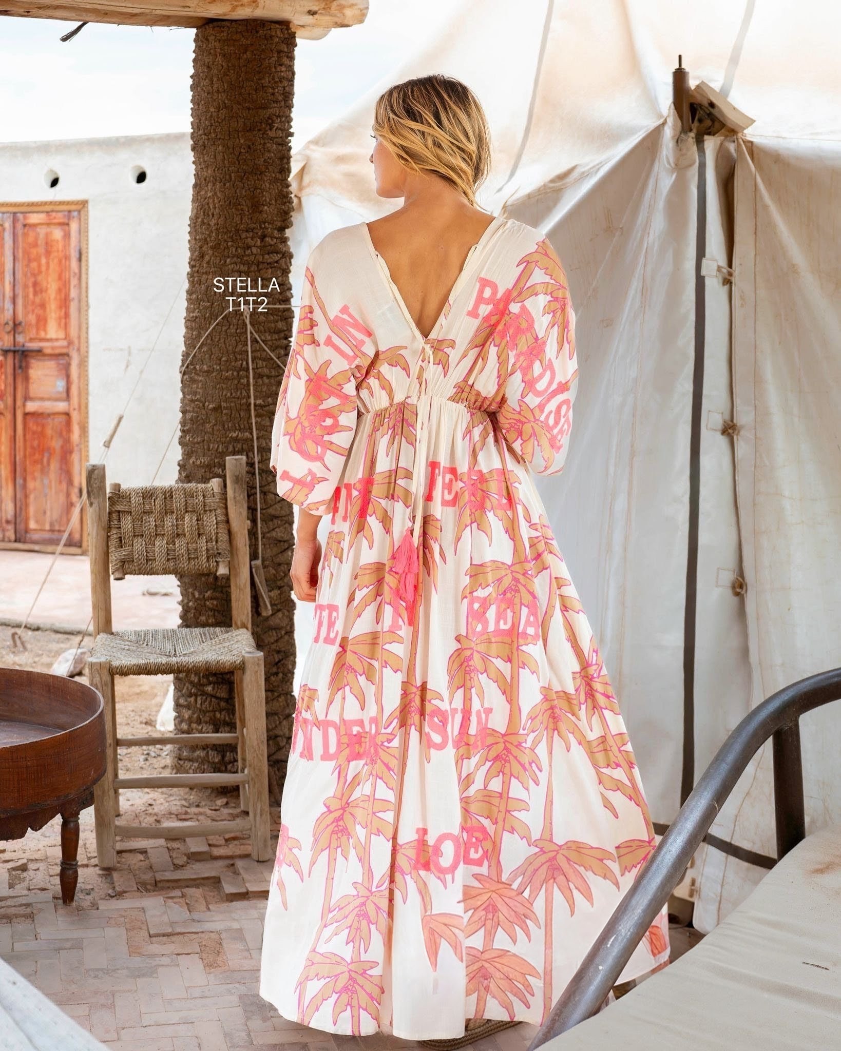 Vestido estampado Paris Stella Beige