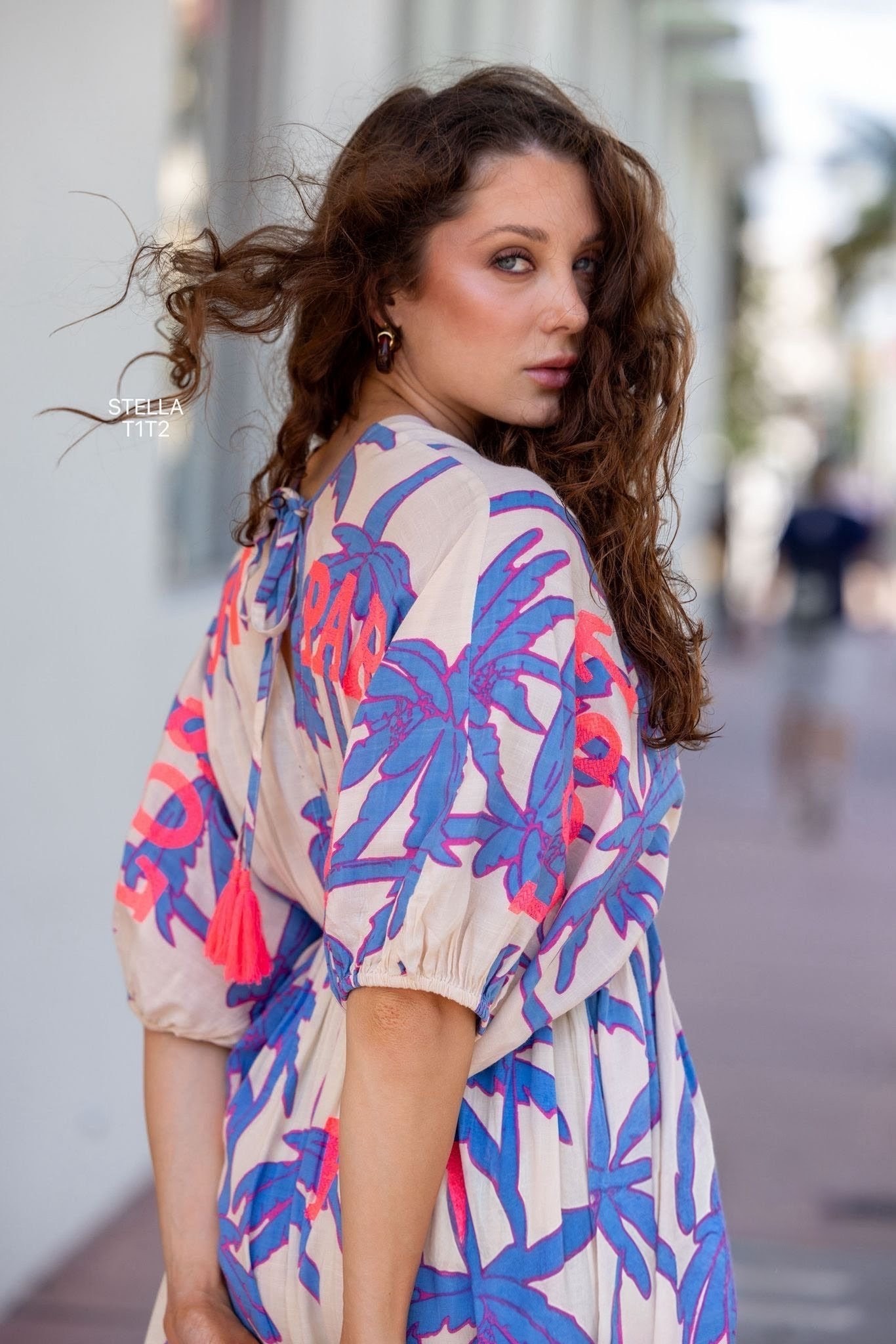 Vestido estampado Paris Stella Beige