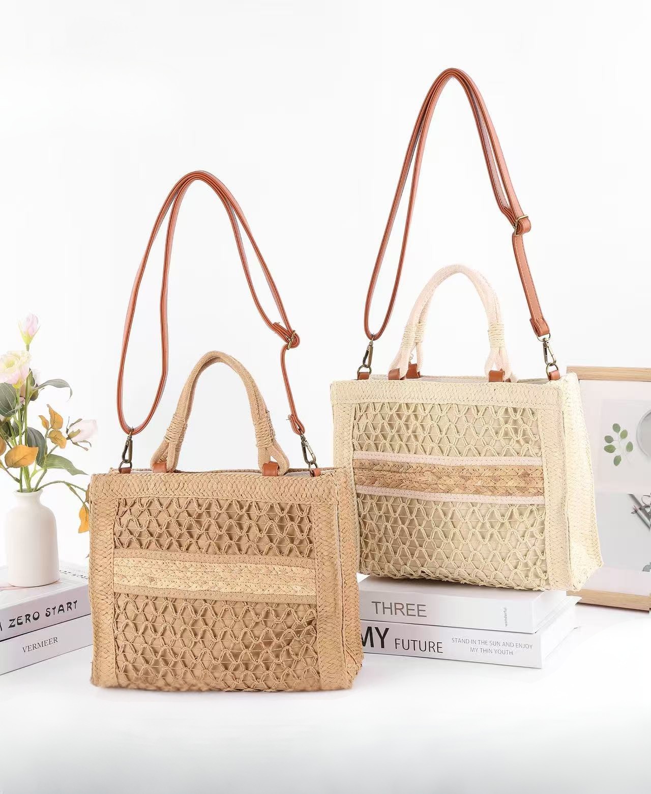 Bolso rectangular de rafia