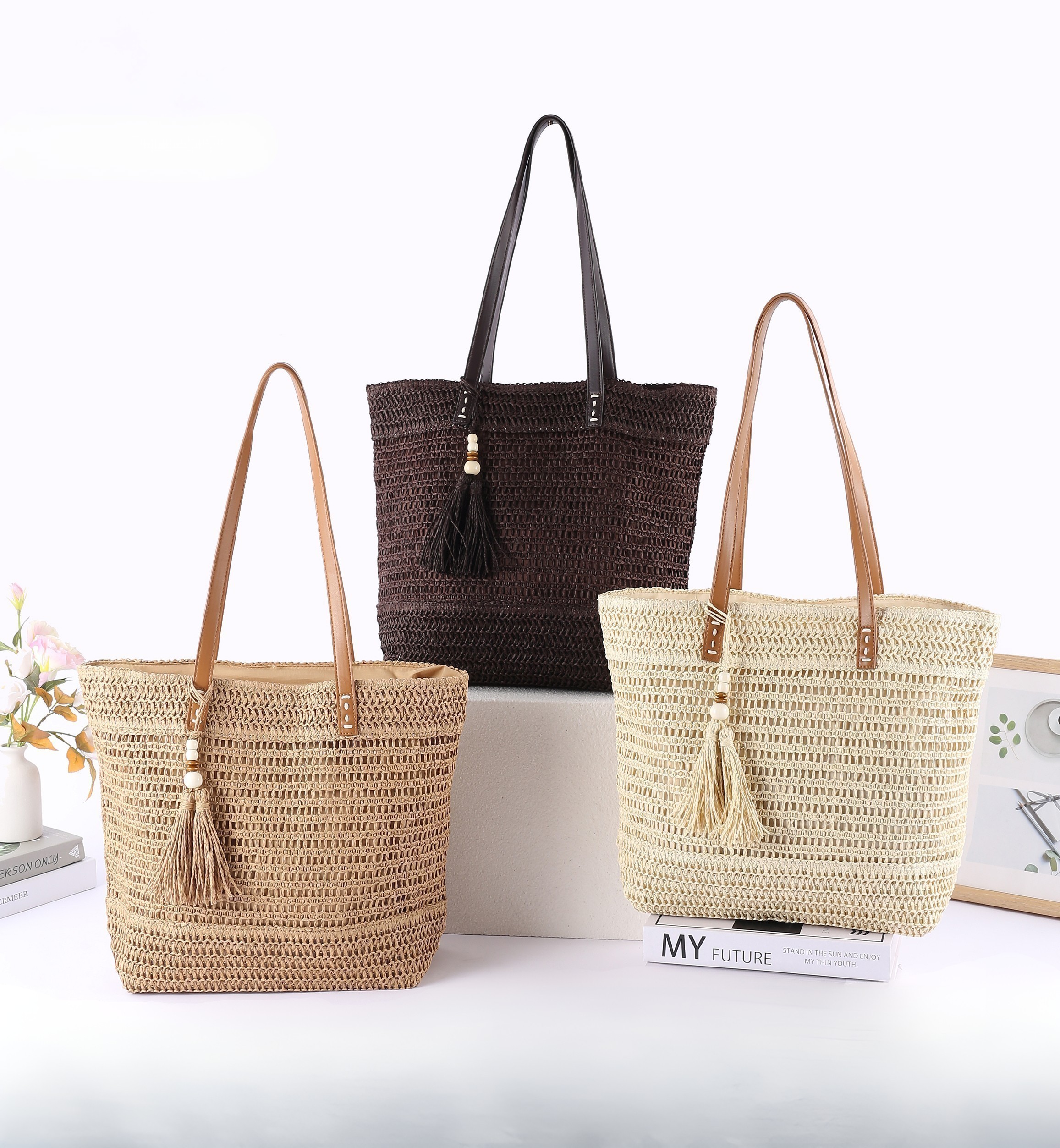 Bolso playero grande rafia